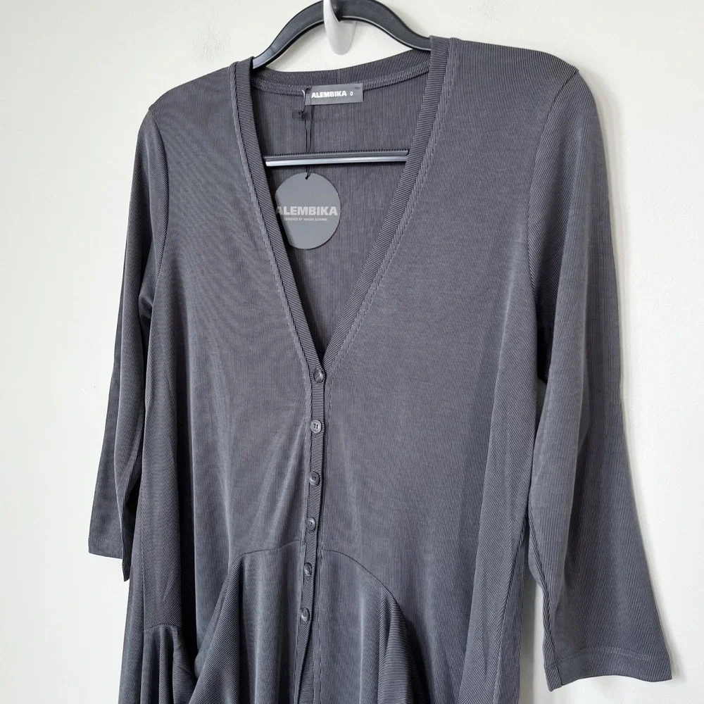 NEW‎ Alembika Essential Draped Cocoon Jacket Grey Womens 4-6